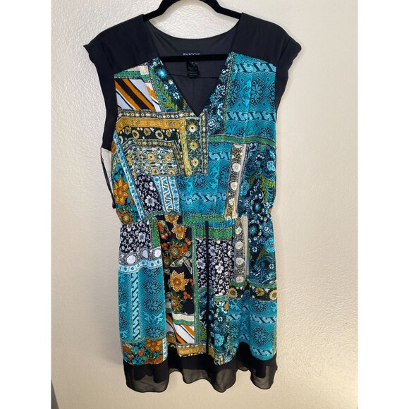 En Focus Womens 16W Mixed Print Sleeveless Dress V-Neck Polyester Summer Casual - Picture 2 of 8